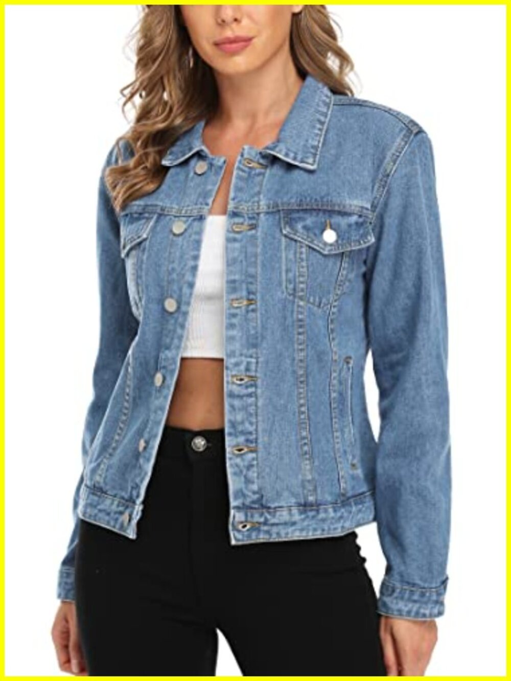 Classic Cotton Denim Jacket Long Sleeve Button Up